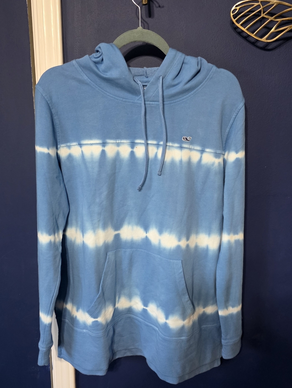 Vineyard Vines Women's Pullover Hoodie Tie-Dye Bimini Blue Cotton L Long Sleeve